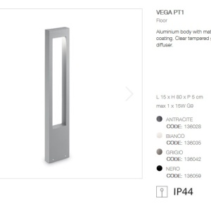 Stalp modern de exterior cu protectie IP44 VEGA PT1 gri 136042 51533 universul-luminii.ro