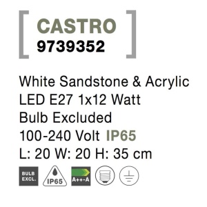 Stalp pentru iluminat exterior IP65 CASTRO alb, H-35cm NVL-9739352 190813 universul-luminii.ro
