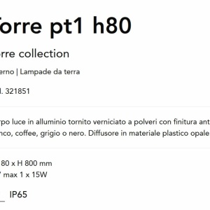 Stalp pentru iluminat exterior Torre pt1 h80 gri 143673 universul-luminii.ro