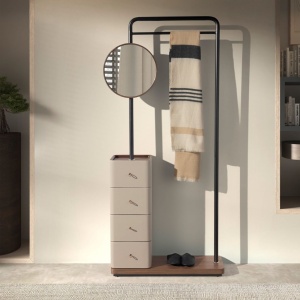 Suport pentru haine cu oglinda si sertare Coat Rack - Img 7