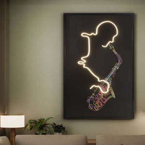 Tablou de perete decorativ cu iluminat Saxofon