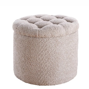 Taburete cu spatiu de depozitare Modern Barock 50cm, boucle champagne - Img 2