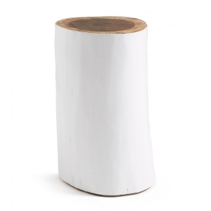Taburete design rustic din lemn de suar HOMEY alb CC0188M05 JG