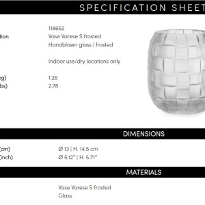 Vas decorativ design LUX realizat manual din sticla Varese S frosted - Img 6
