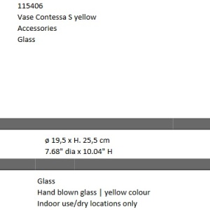 Vaza flori, Vas decorativ Contessa S, galben 115406 HZ - Img 5