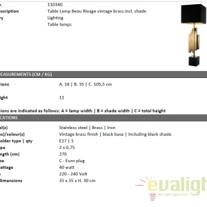 Veioza eleganta design LUX Beau Rivage, alama vintage 110340 HZ 60893 universul-luminii.ro