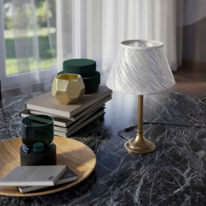 Veioza, Lampa de masa cu abajur elegant Ivory Striped