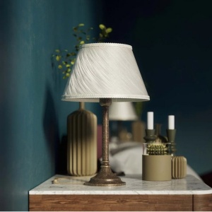 Veioza, Lampa de masa cu abajur elegant Ivory Striped - Img 2
