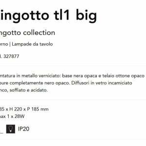 Veioza/Lampa de masa design decorativ Lingotto tl1 big negru 142013 universul-luminii.ro