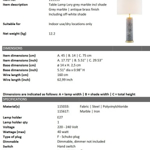 Veioza, Lampa de masa design LUX Lxry, marmura gri 115813 universul-luminii.ro