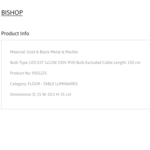 Veioza/Lampa de masa design modern BISHOP 138393 universul-luminii.ro