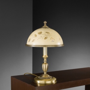 Veioza / Lampa de masa din alama cu sticla decorata design italian H-48cm 6208 101713 universul-luminii.ro