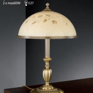 Veioza / Lampa de masa din alama cu sticla decorata design italian H-56cm 6208 201473 universul-luminii.ro