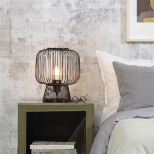 Veioza, lampa de masa eco din bambus Cango negru, 30x26cm 90953 universul-luminii.ro