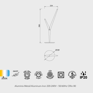 Veioza, Lampa de masa minimalista LED Arrecife alb - Img 2