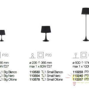 Veioza, lampa de masa moderna LONDON TL1 SMALL BIANCO 110530 50193 universul-luminii.ro