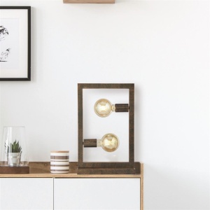 Veioza, Lampa de masa rustica cu 2 surse de lumina Oblong 111203 universul-luminii.ro