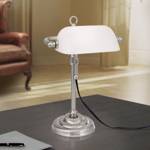 Veioza/Lampa de masa stil clasic HARVARD satin/alb