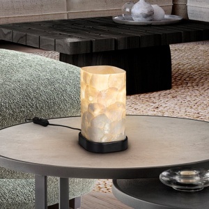 Veioza, Lampa metal negru, sidef alb Nakar