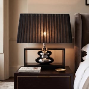 Veioza neagra cu tesatura organza GRACIA 35cm - Img 6