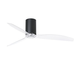 Ventilator de tavan modern cu telecomanda MINI TUBE FAN negru mat/transparent 32041