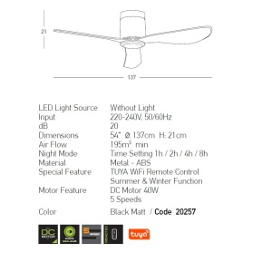 Ventilator de tavan Smart cu telecomanda Emma negru 154953 universul-luminii.ro