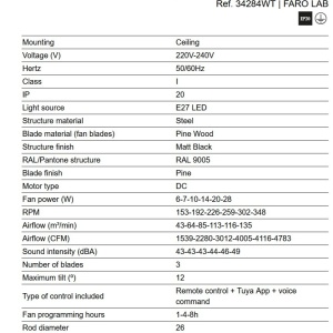 Ventilator smart sistem TUYA si telecomanda KLIM S 92,5cm, negru/ pin - Img 5
