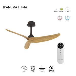 Ventilator tavan cu telecomanda IP44 IPANEMA L negru/lemn - Img 4