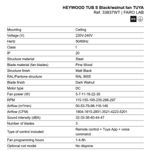 Ventilator tavan smart sistem TUYA si telecomanda HEYWOOD TUB S negru/nuc - Img 6