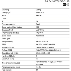 Ventilator tavan smart sistem TUYA si telecomanda ROCKER M alb/frasin - Img 4