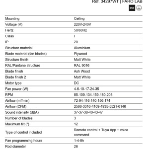 Ventilator tavan smart sistem TUYA si telecomanda RUDDER 3 L alb/frasin - Img 7