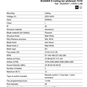 Ventilator tavan smart sistem TUYA si telecomanda RUDDER 3 S alb/frasin - Img 7