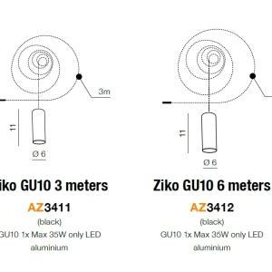 Accesoriu/ Cablu 6 metri cu pendul Ziko GU10 ZZ AZ3412 188454 universul-luminii.ro