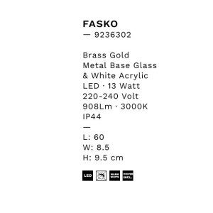 Aplica baie LED, protectie IP44, L-60cm, Auriu, Fasko NVL-9236302 170414 universul-luminii.ro