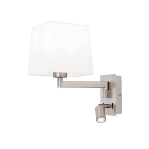 Aplica cu brat reglabil si reader LED CARLTON nickel/alb 156514 universul-luminii.ro