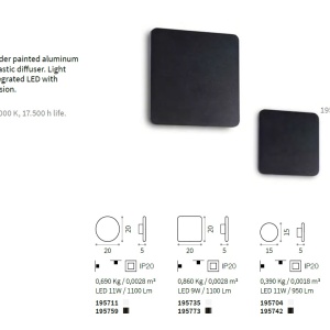 Aplica cu lumina ambientala LED COVER AP D15 SQUARE NERO 195766 IDL 82004 universul-luminii.ro