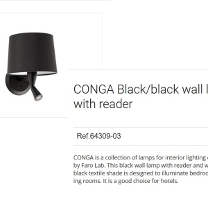 Aplica cu reader LED eleganta design modern CONGA neagra 64309-03 90174 universul-luminii.ro