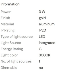 Aplica cu reder LED directionabil Mamba auriu - Img 6