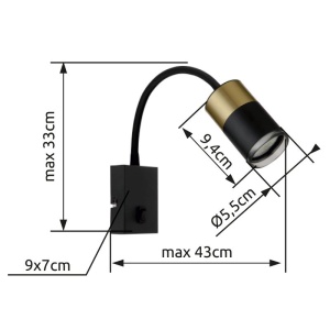 Aplica cu Spot directionabil BRISBON negru/cupru 236294 universul-luminii.ro