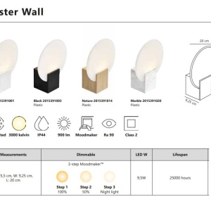 Aplica de perete baie LED Moodmaker IP44 Hester Nature 133294 universul-luminii.ro