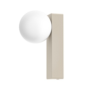 Aplica de perete baie, metal taupe cu glob de sticla alba Boletta IP44 - Img 2
