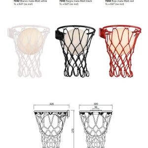 Aplica de perete camera copii BASKETBALL alb 132124 universul-luminii.ro