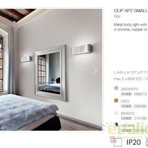 Aplica de perete CLIP AP2 SMALL ARGENTO 088273 60834 universul-luminii.ro