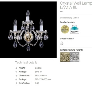 Aplica de perete cu 3 brate Cristal Bohemia Exclusive Lamia III AG 49244 universul-luminii.ro