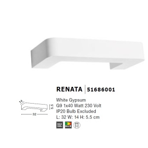 Aplica de perete cu iluminat ambiental gips alb RENATA 84984 universul-luminii.ro