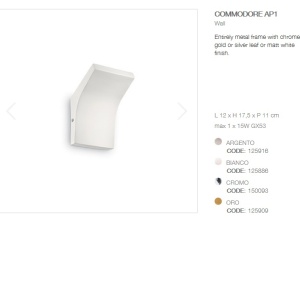 Aplica de perete cu lumina ambientala COMMODORE AP1 BIANCO 125886 66394 universul-luminii.ro
