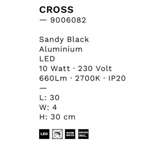 Aplica de perete cu lumina ambientala LED Cross 30cm 148304 universul-luminii.ro
