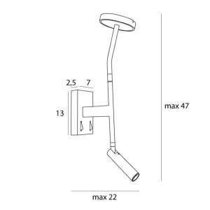 Aplica de perete cu reader LED design minimalist Ibiza - Img 3