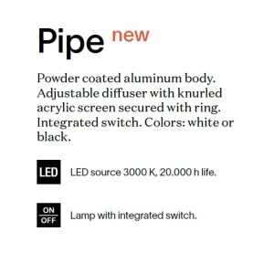 Aplica de perete cu spot LED directionabil PIPE AP BIANCO 101274 universul-luminii.ro