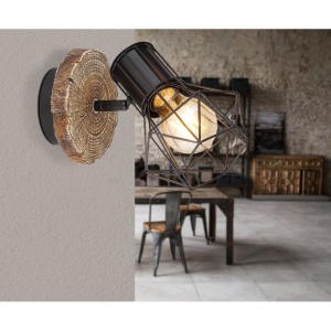 Aplica de perete design industrial PRISKA negru 114214 universul-luminii.ro